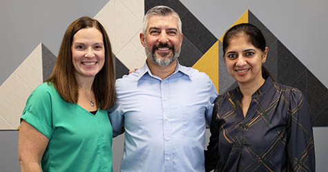 Illinois Mutual Employees Louie Trilikis, Erin Callahan, and Rachna Dhuppad