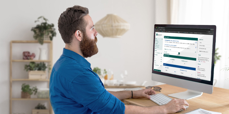 man working on the computer