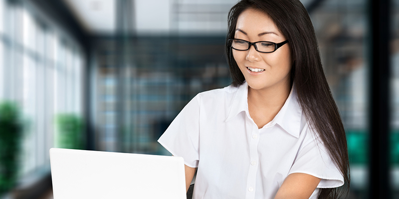 woman working on the computer