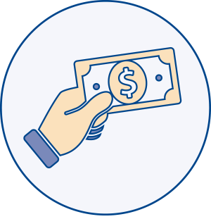 illustrated icon of a hand with cash