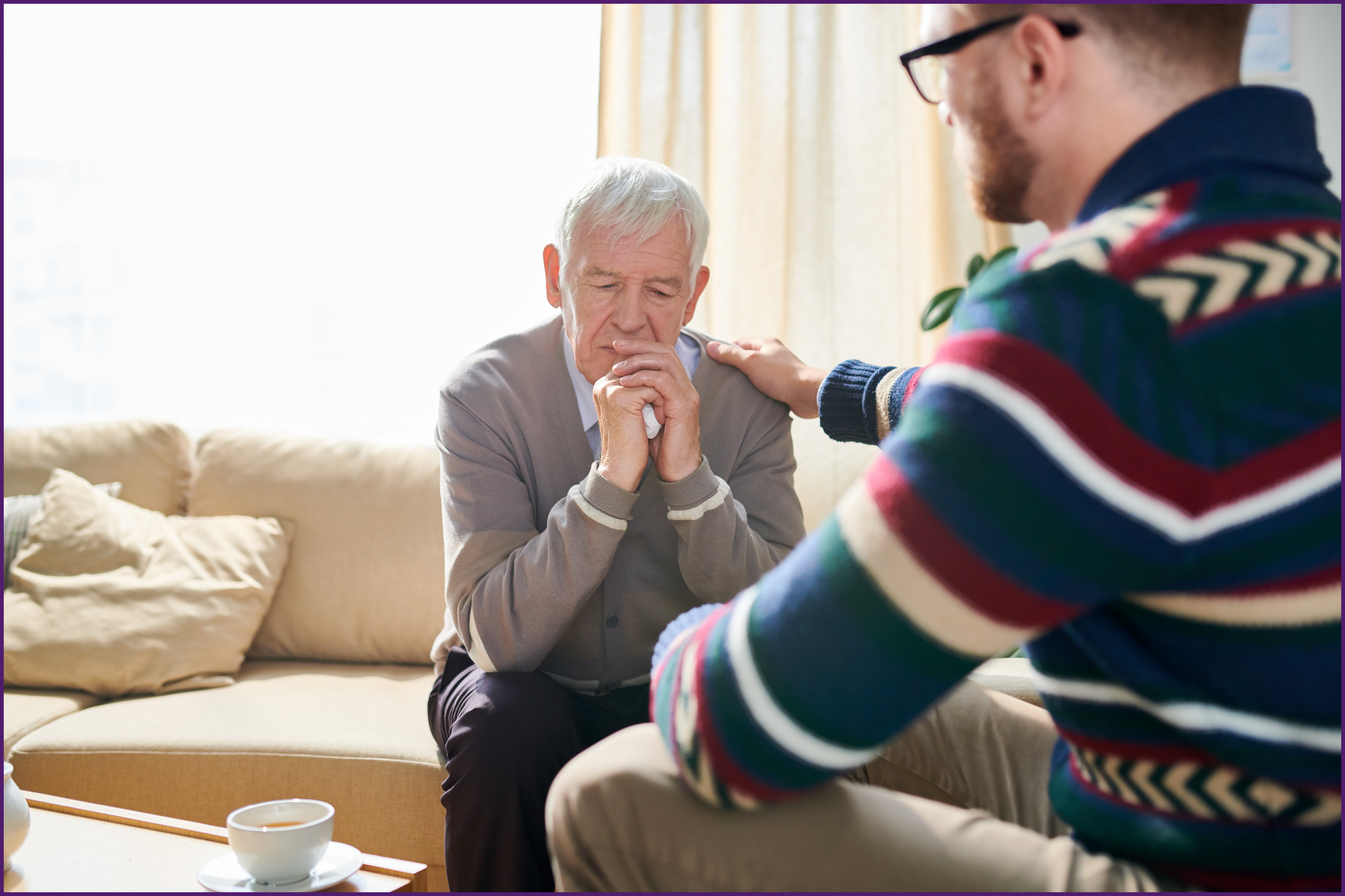 image of a son comforting his father