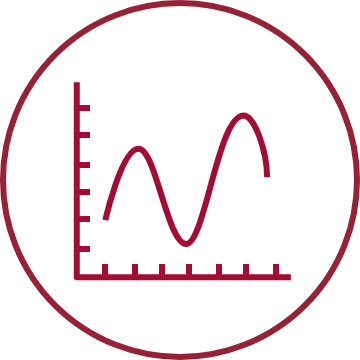 simple illustration of a line chart inside of a circle