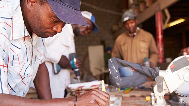 group of carpenters working together