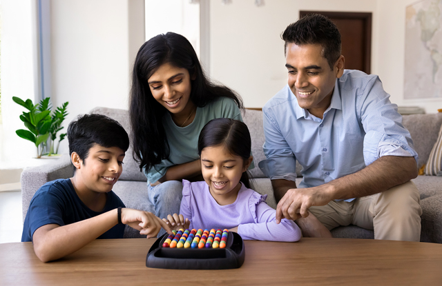 family playing a game at home