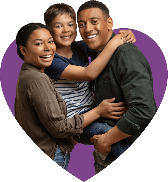 a family framed in a heart